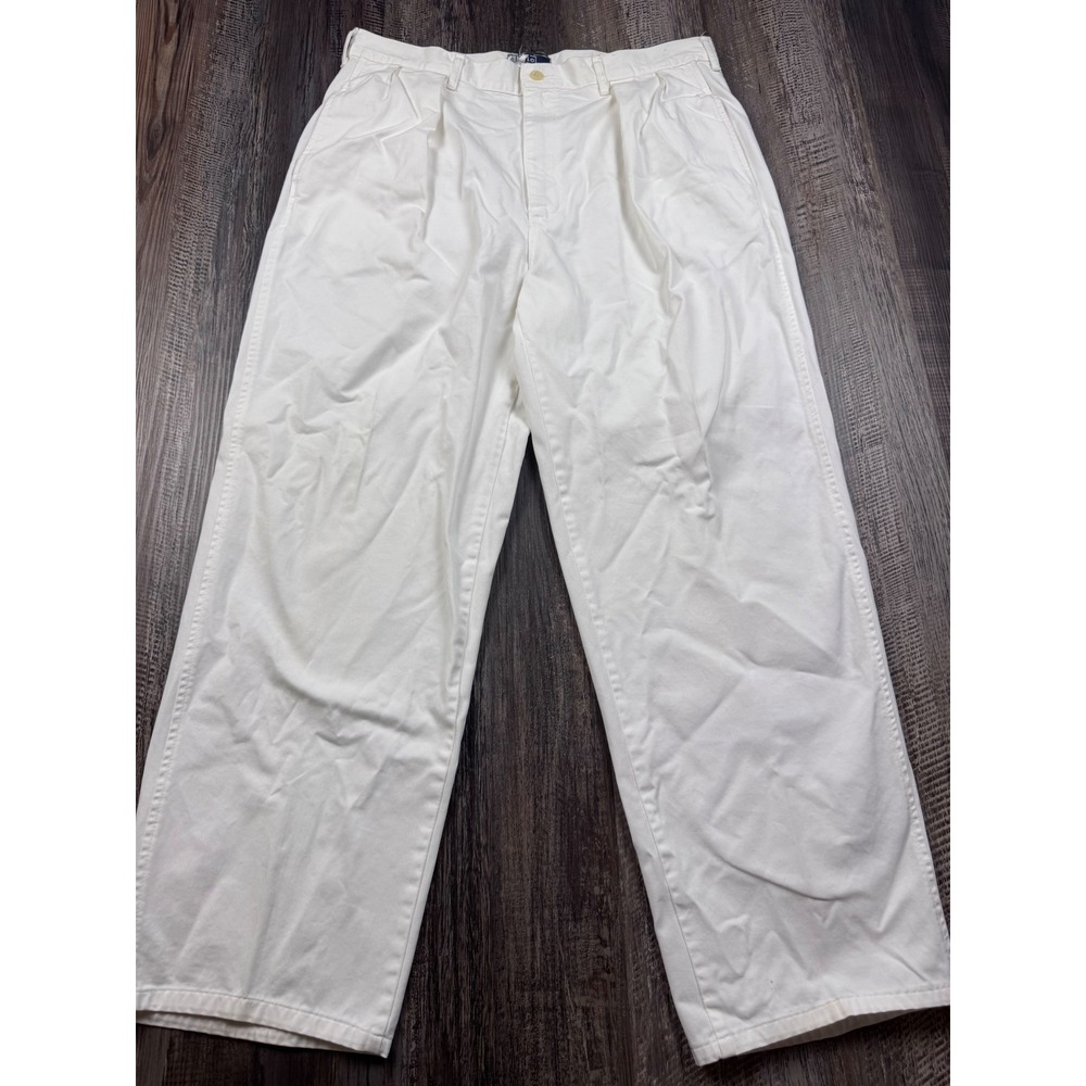 Vintage Polo Ralph Lauren Pleated Pants Mens 35x29 White Cotton Made in USA